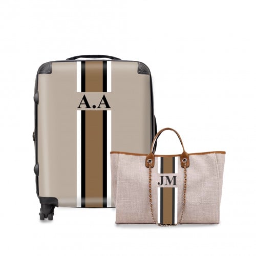 طقم شنطة يد L + شنطة سفر S ( تخصيص الحروف )