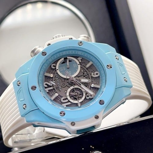 ساعة هوبلت BIG BANG SKY BLUE ابيض