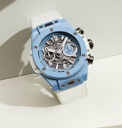 ساعة هوبلت BIG BANG SKY BLUE ابيض