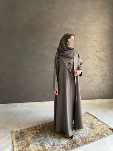 Formal abaya, light gray, and detachable inner pie...