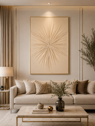 لوحة ديكور بإطار بيج مقاس 100 × 150 سم