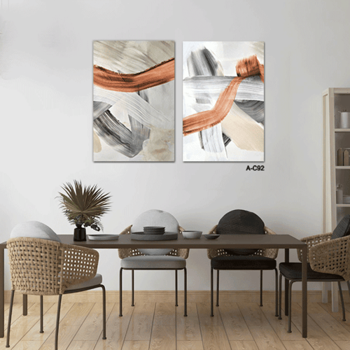 لوحة تجريدية عصرية مكوّنة من عملين متكاملين