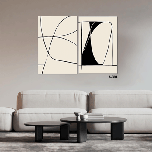 لوحة تجريدية قطعتين بتصميم عصري هادئ،