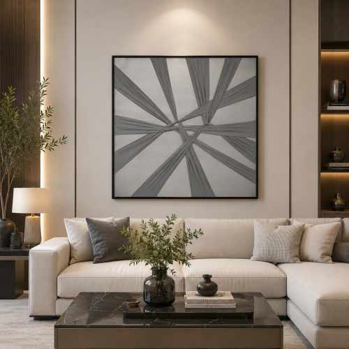 لوحة حائط مربعة بإطار أسود مقاس 80 × 80 سم