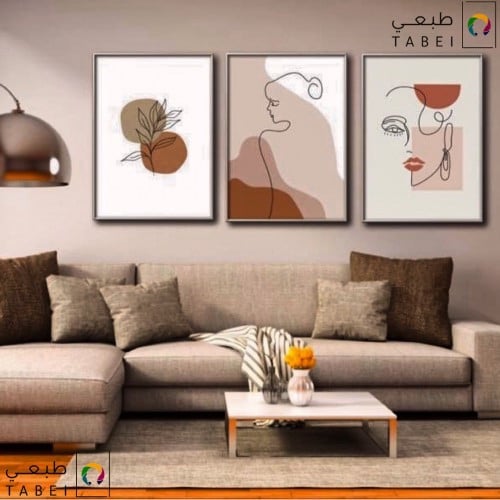 طقم 3 لوحات فنية للديكور- 70x50 cm