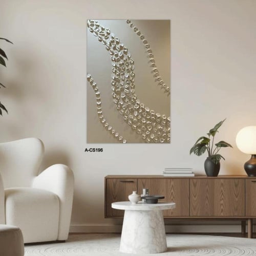 لوحة فنية بارزة تعتمد على تدفقات منحنية من بتلات ب...