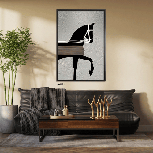 لوحة خيل جدارية أنيقة لحصان بخطوط بسيطة وألوان هاد...