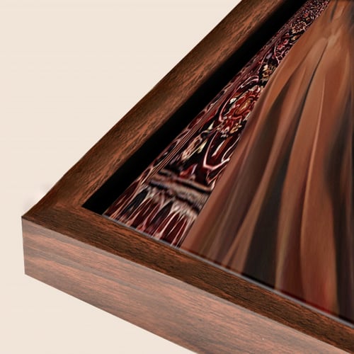 لوحة فنية لخيلين عربيين بجمال أخاذ ولون بني دافئ،