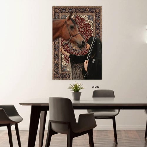 لوحة فنية احترافية تُجسّد هيبة الخيل العربي ورقة ا...
