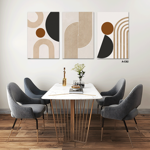 طقم لوحات ثلاثية جدارية مودرن بتصميم "بوهو" تجريدي