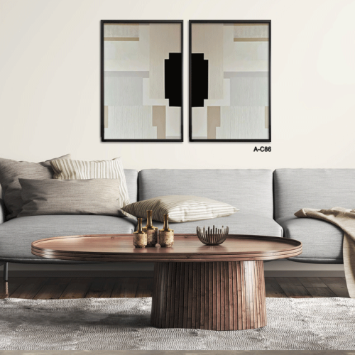 لوحتان جداريتان بتصميم تجريدي عصري، بألوان هادئة و...