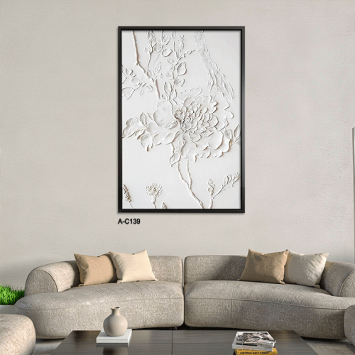 لوحة جدارية بنمط "الفن البارز تعرض تفاصيل زهرية من...