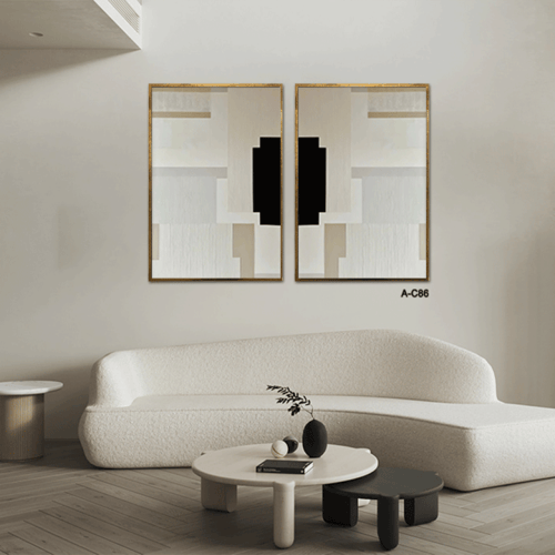 لوحتان جداريتان بتصميم تجريدي عصري، بألوان هادئة و...