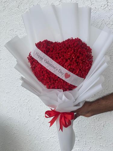 Heart bouquet with a ribbon
