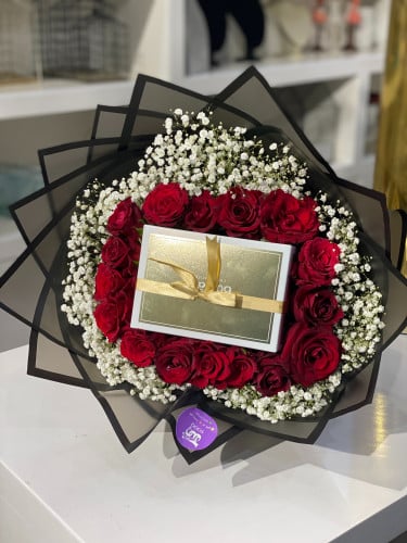 باقة ورد مع نص كيلو بستاني