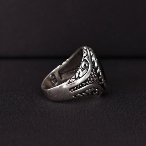 خاتم فضة رجالي عيار 925 متوج بحجر عقيق يماني طبيعي