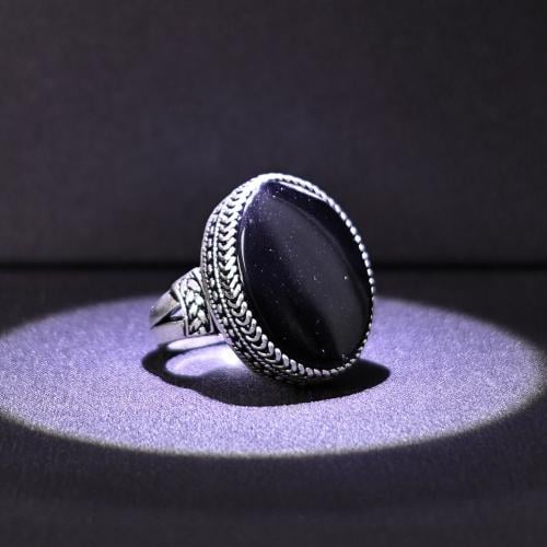 خاتم فضة رجالي عيار 925 متوج بحجر عقيق يماني طبيعي