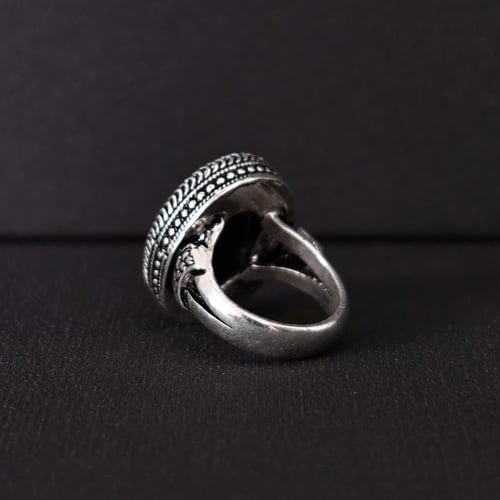 خاتم فضة رجالي عيار 925 متوج بحجر عقيق يماني طبيعي