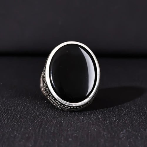 خاتم فضة رجالي صياغة عارف عيار 990 متوج بحجر عقيق...