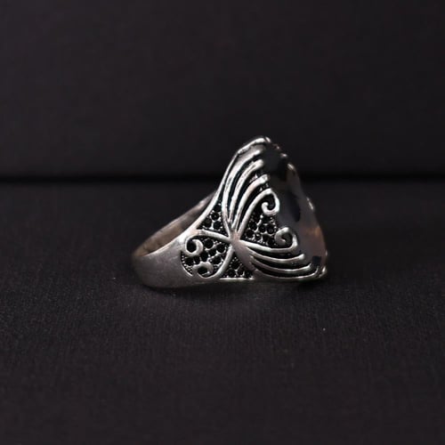 خاتم فضة رجالي عيار 925 متوج بحجر عقيق يماني طبيعي