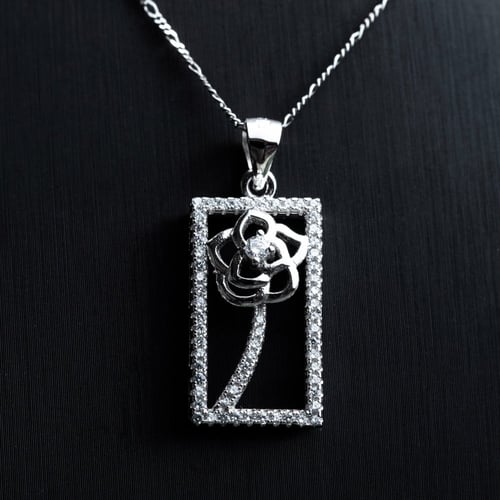 سلسال فضة عيار 925 مرصع بحجر الزركون