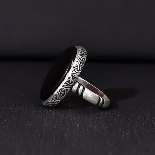 خاتم فضة رجالي عيار 950 متوج بحجر عقيق شفة أفريقي...