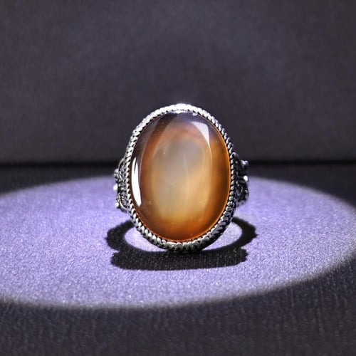 خاتم فضة رجالي عيار 925 متوج بحجر عقيق يماني زجاجي...