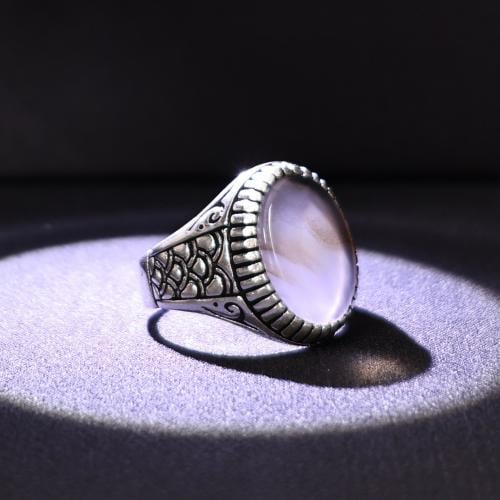 خاتم فضة رجالي عيار 925 متوج بحجر عقيق يماني طبيعي