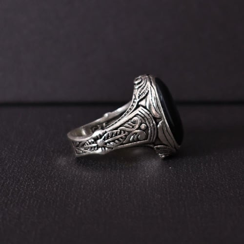 خاتم فضة رجالي عيار 925 متوج بحجر عقيق يماني طبيعي