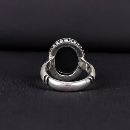 خاتم فضة رجالي عيار 990 متوج بحجر النيزك