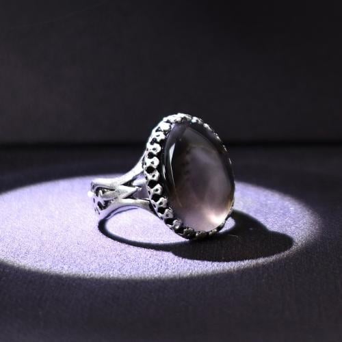 خاتم فضة رجالي عيار 925 متوج بحجر عقيق يماني طبيعي