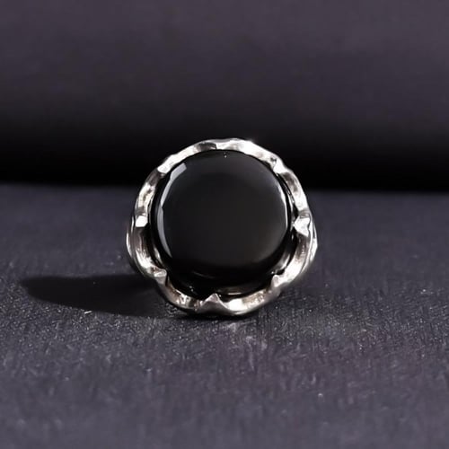 خاتم فضة رجالي عيار 990 متوج بحجر عقيق شفة أفريقي...