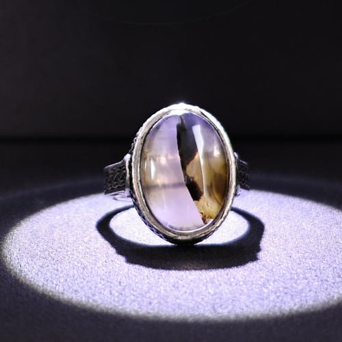 خاتم فضة رجالي عيار 925 متوج بحجر عقيق يماني طبيعي