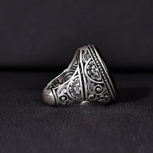 خاتم فضة رجالي صياغة عارف عيار 990 متوج بحجر عقيق...