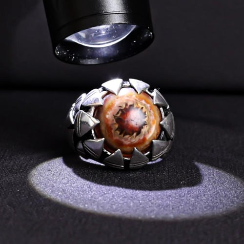 خاتم فضة رجالي عيار 950 متوج بحجر عقيق يماني سليما...