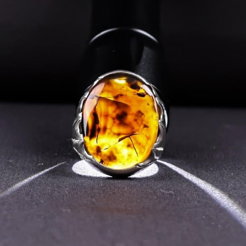 خاتم فضة رجالي عيار 925 متوج بحجر عقيق يماني طبيعي