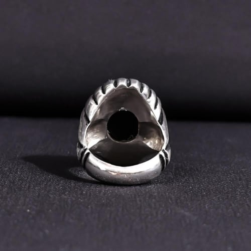 خاتم فضة رجالي عيار 990 متوج بحجر عقيق شفة أفريقي...