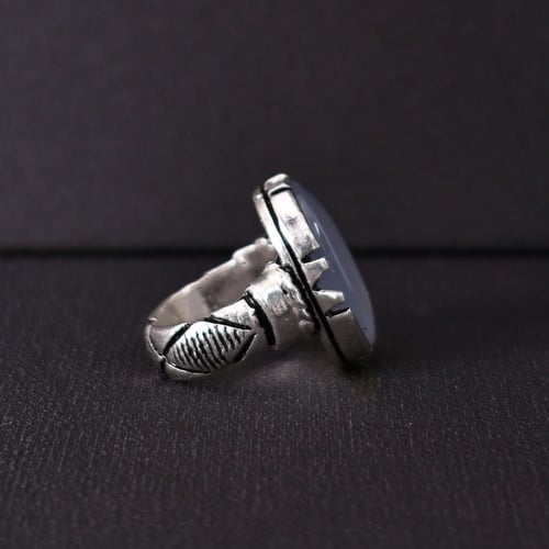 خاتم فضة رجالي عيار 925 متوج بحجر عقيق يماني زجاجي...