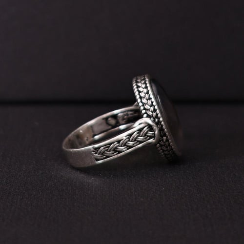 خاتم فضة رجالي عيار 925 متوج بحجر عقيق يماني طبيعي