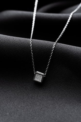 سلسال فضة عيار 925 مرصع بحجر الزركون