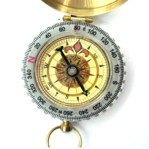 بوصلة ذهبية من النحاس للرحلات والتخييم