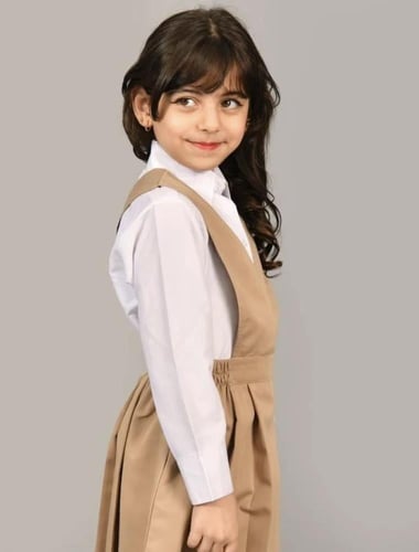 مريول بيج بخصر مزموم و كسرات جانبية