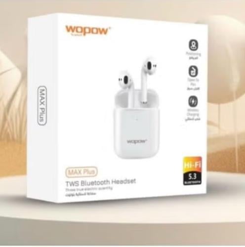 سماعة ايربودز سماعة لاسلكية وبو وايتWOPOW