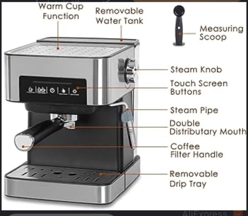 الة تحضير القهوة اسبريسو وكابتشينو بقوه 850 واط