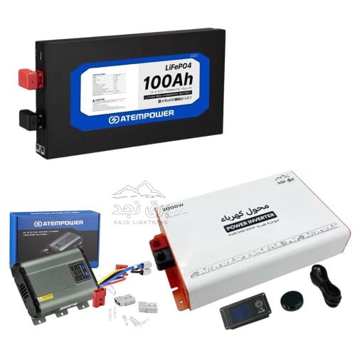 بكج الطاقة ( بطارية 100 + منظم + محول )