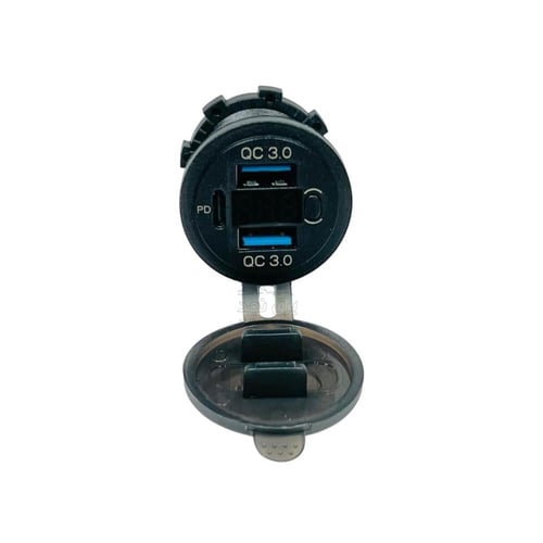 شاحن دائري سريع 2 يو اس بي و1 تايب سي مع قاري وفاص...