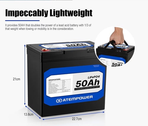 بطارية ليثيوم 50A LiFePO4 من شركة ATEMPOWER - اتيم...