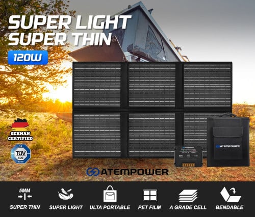 لوح طاقة شمسية متنقل 120W من شركة ATEMPOWER - اتيم...