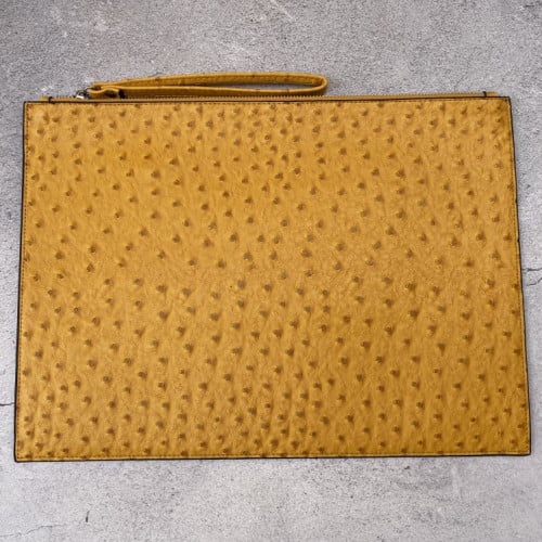 باوتش جلد نعام اصفر | حجم كبير