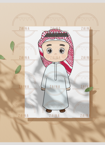 طفل بالثوب السعودي والشماغ